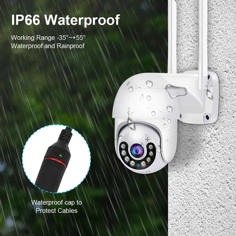 Caméra De Surveillance PTZ WiFi 4K Extérieure Avec Vision Nocturne Couleur