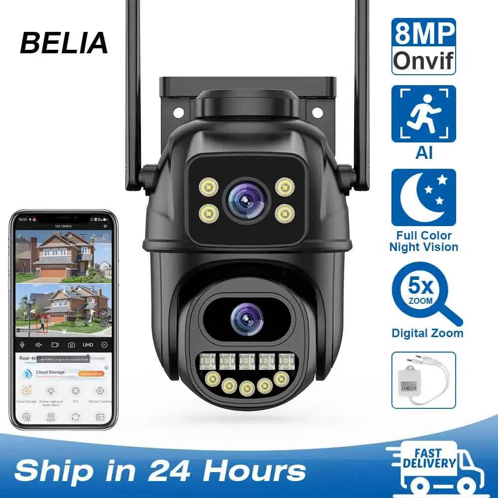 Caméra De Surveillance WiFi 4K À Double Objectif