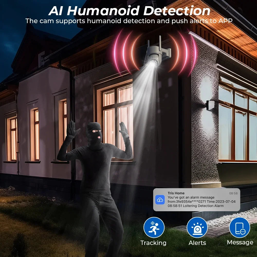 Caméra De Surveillance WiFi PTZ Solaire 4 MP